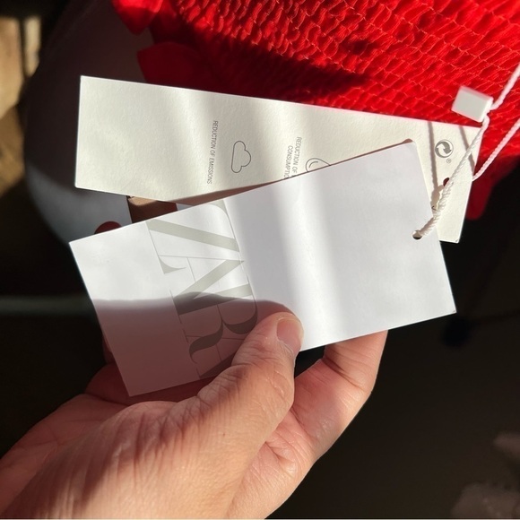 Zara TOP RUCHED BODICE WITH BALLOON SLEEVES (LARGE) - Picture 5 of 15